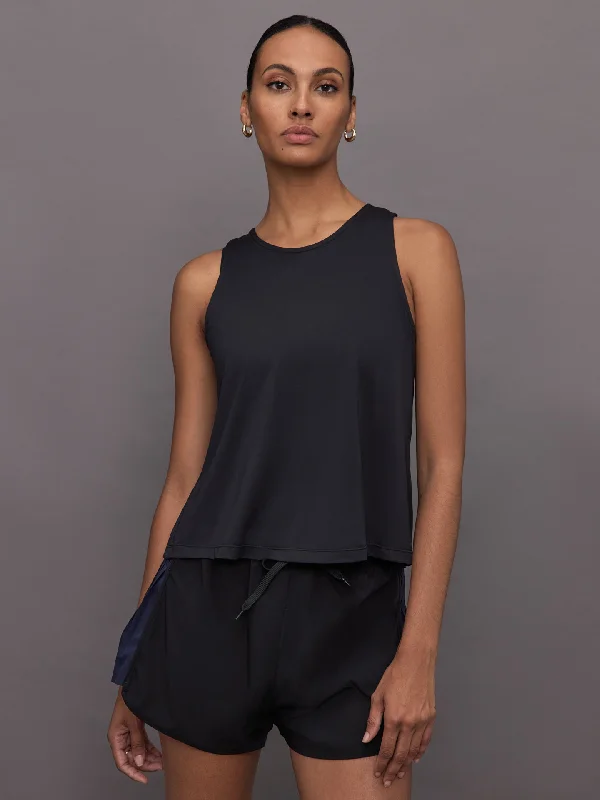 Pleated Running Tank - Black Hip Women's Urban