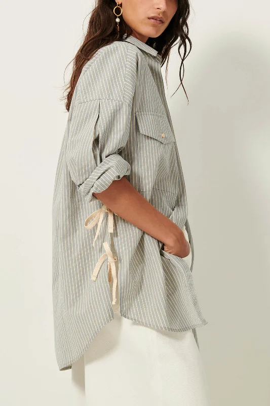 Koyaco Striped Cotton Shirt Practical Women's Multi - 