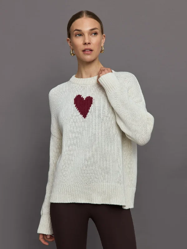 Lovey Heart Sweater - Natural Elegant Women's Formal 