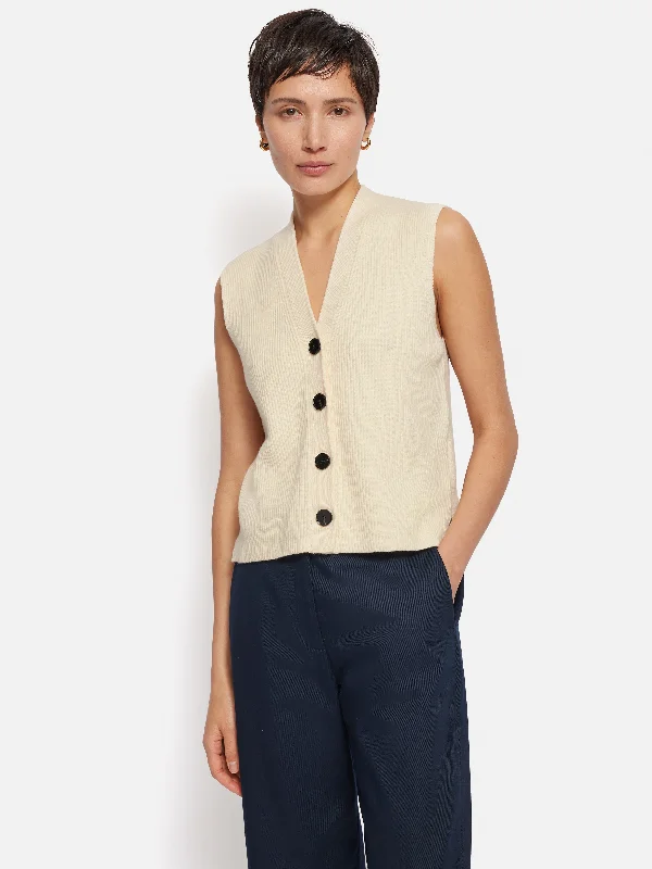 Cotton Blend Waistcoat | Ivory Cashmere