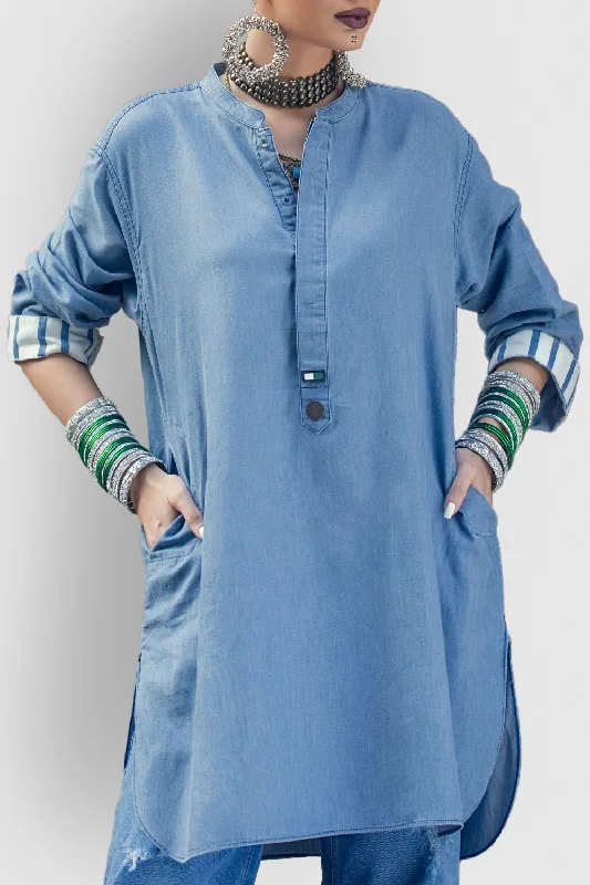 Denim Fusion Kurta –For Her Street