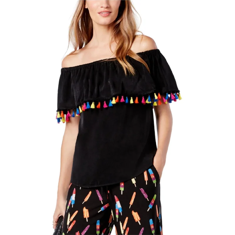 I-N-C Womens Tassle-Trim Off The Shoulder Blouse Relaxed Women's Beachy