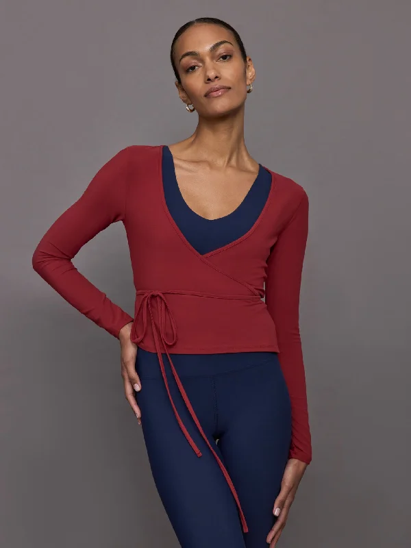 Long Sleeve Tie Top in Melt - Red Dahlia British Gentlewoman Style