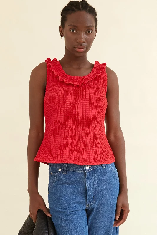 Zoe Smocked Cotton Top Earthy Women's 