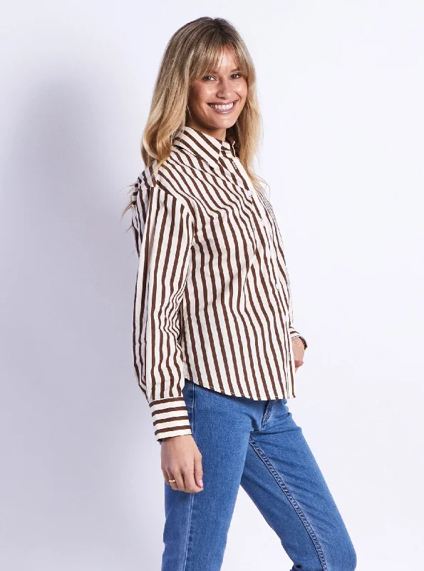 Ralph Shirt - Chocolate Stripe Sophisticated Women's 