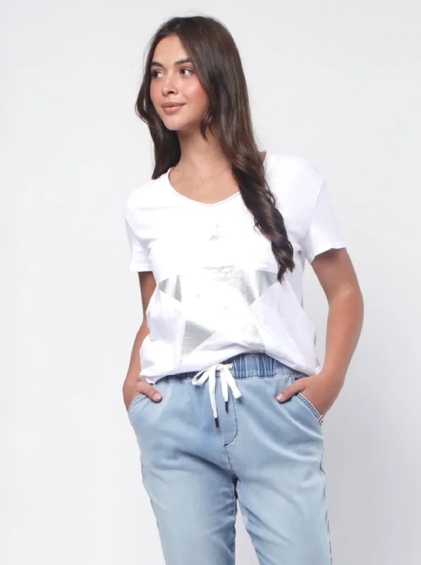 Star Tee - White Edgy Women's Punk