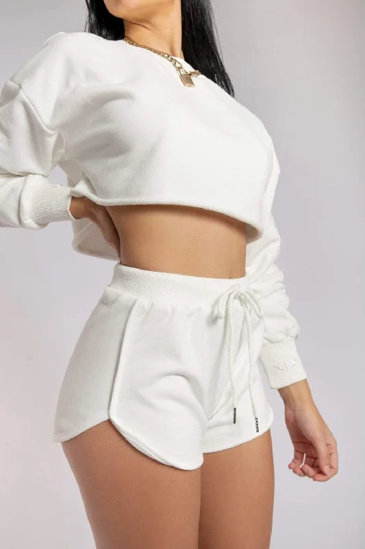 Oversized Cropped Jumper - Ecru Traditional Women's 