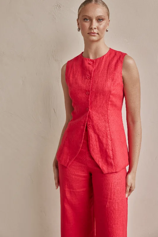 Rio Vest (Red) Classic Women's Pin - striped