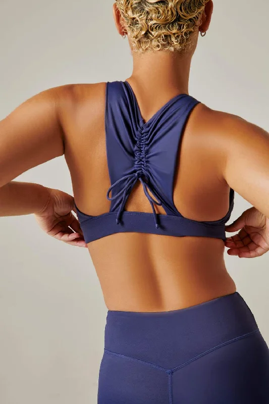 Ruche Sports Bra - Navy performance