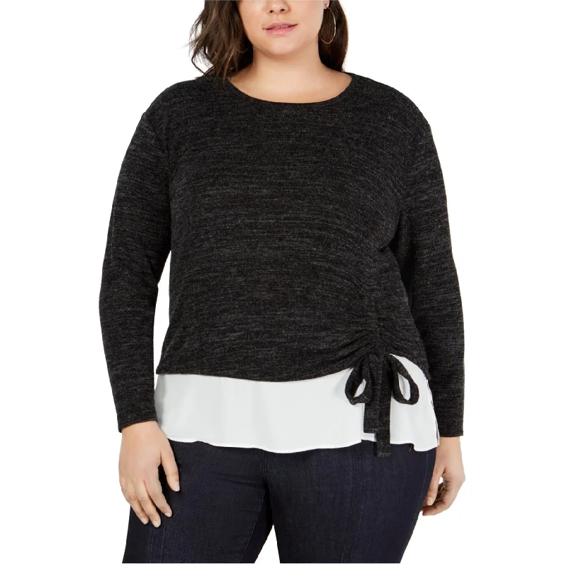 I-N-C Womens Layered Look Pullover Sweater, Black, 4X Feminine Women's Style 