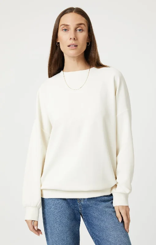 LUXE TOUCH OVERSIZED SWEATSHIRT IN ANTIQUE WHITE Artistic Women's Hand - painted