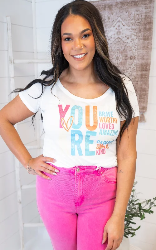 You Are... Graphic Scoop Neck T-shirt Classic Women's Tweed