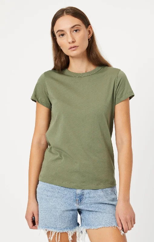 SLIM CREW NECK T-SHIRT IN DEEP LICHEN GREEN Relaxed Women's Beachy