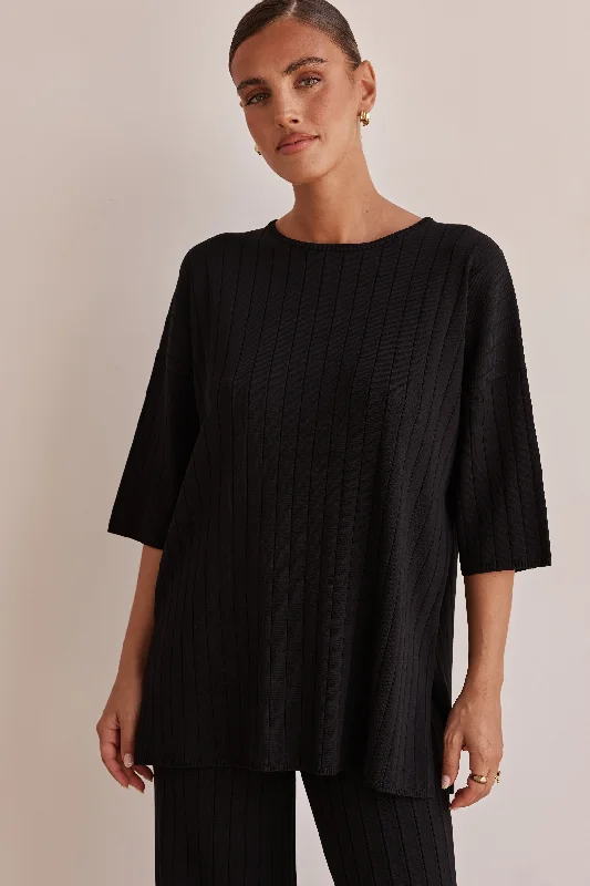 Venice Knit Top (Black) Sleek Women's 