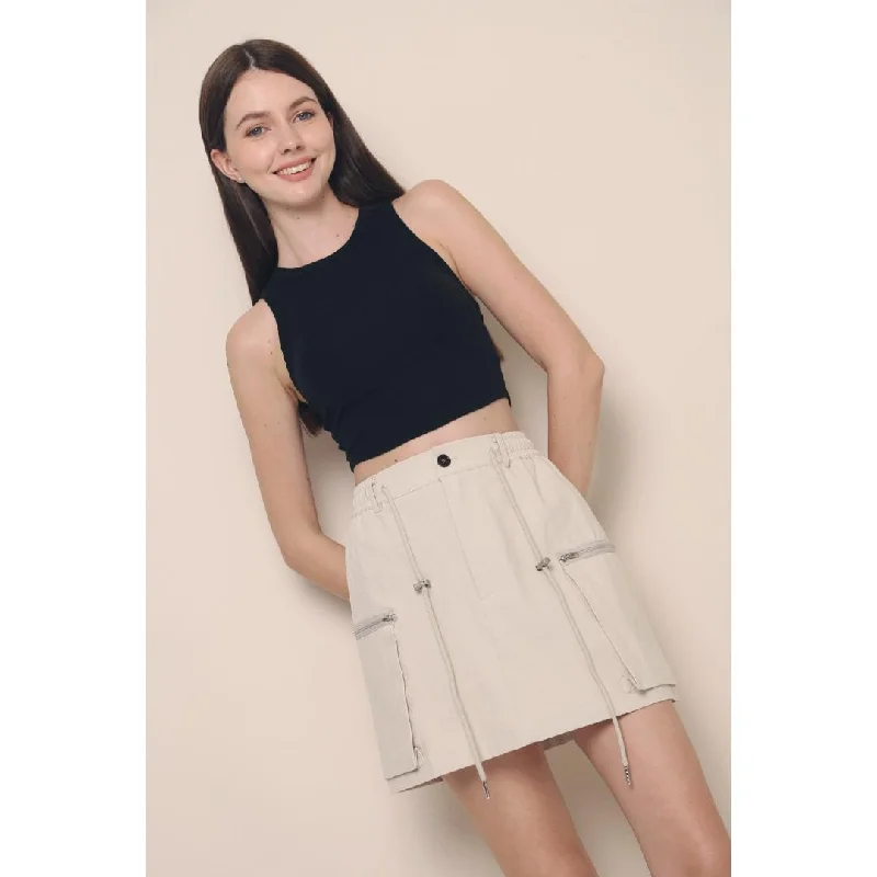 Delia Padded Cropped Tank Black Geometric