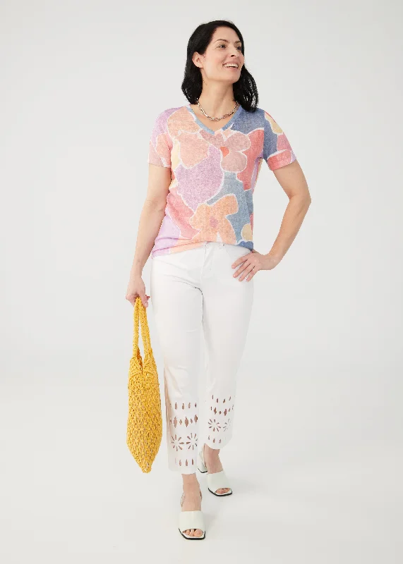 V-Neck Short Sleeve Top Preppy Women's College