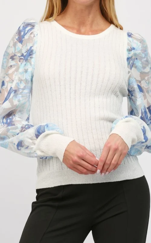 Organza Floral Sleeve Sweater | FATE purpose