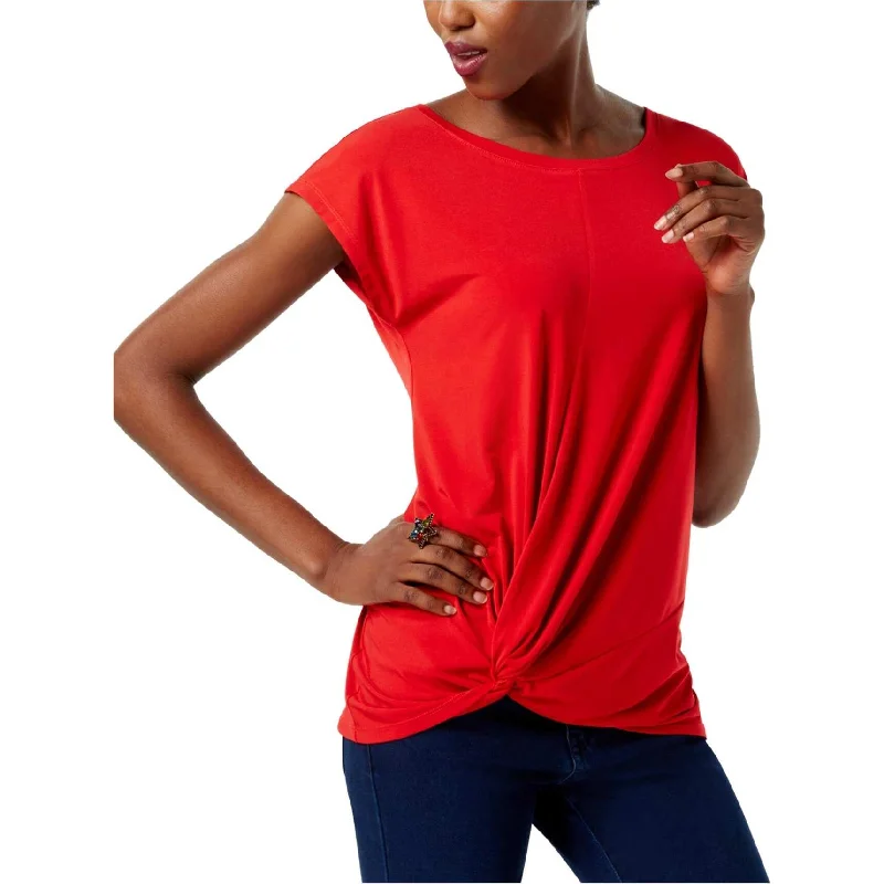 I-N-C Womens Twisted Hem Knit Blouse, Red, Medium Refined Women's Classic 