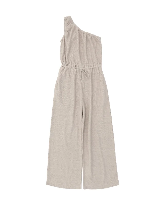 linen&cotton pile-jersey one shoulder all in one Elegant Women's Formal 