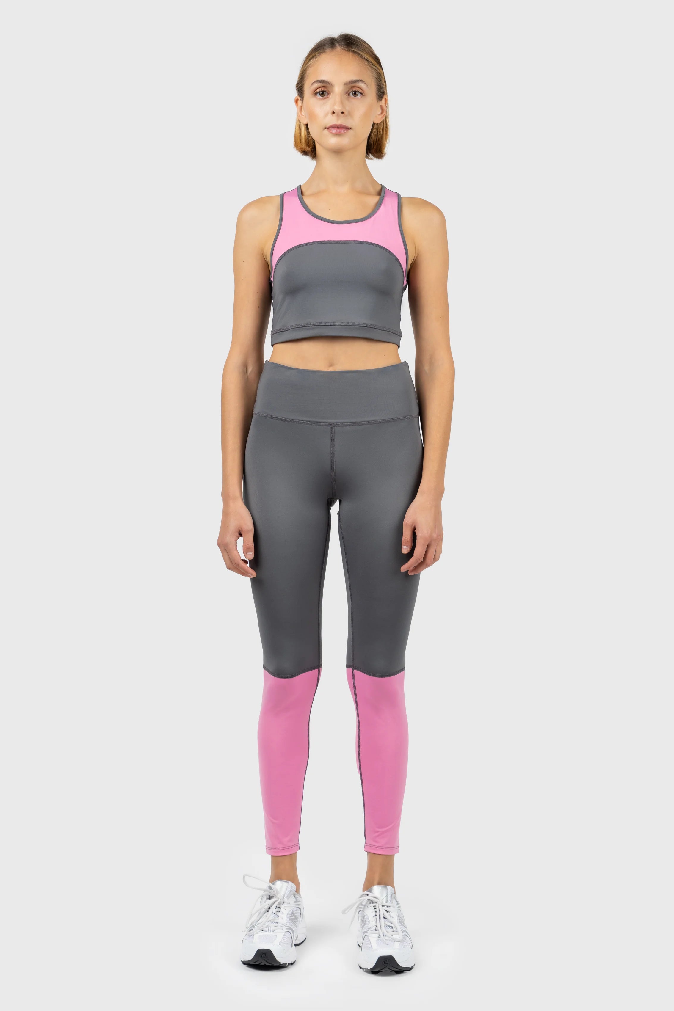 Grey and Pink Racer Back Sports Bra Sporty Women's Athleisure 