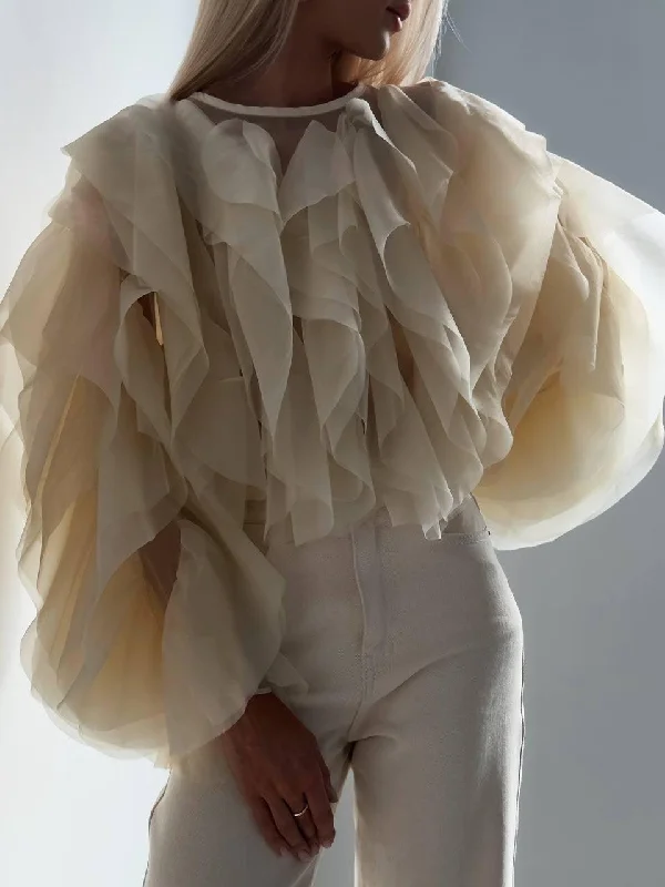 Elegant Ruffled Blouse Modern Women's 