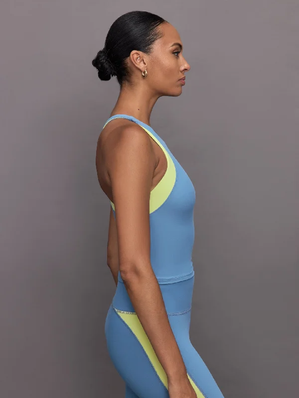 Colorblock High Neck Tank - Coronet Blue  / Charlock Monochromatic Office Style