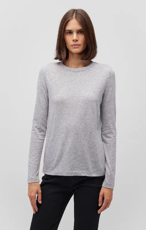 LONG SLEEVE CREW NECK T-SHIRT IN SNOW GREY MELANGE Rugged Women's Outdoor 