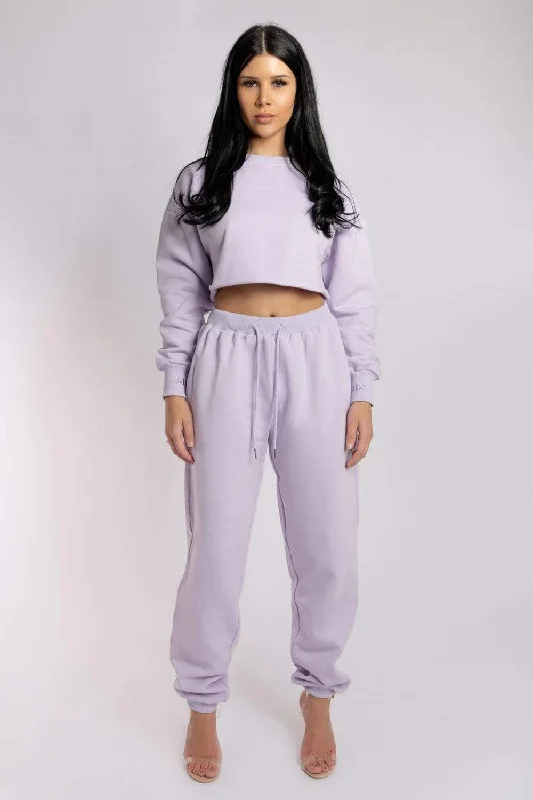 Oversized Cropped Jumper - Lilac Australian Beach