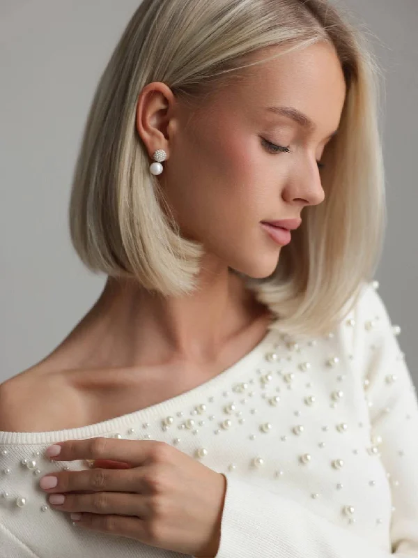 Pearl-Embellished Sweater Sporty Women's Athleisure 