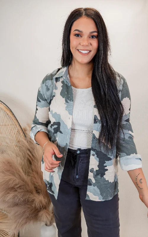 Camo Button Down Shirt | MYSTREE Geometric