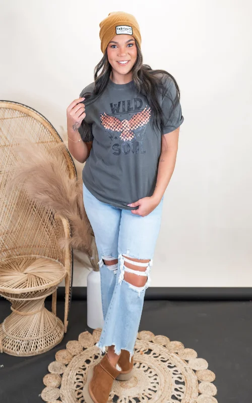 Wild Soul Garment Dyed Graphic T-shirt Practical Women's Quick - dry