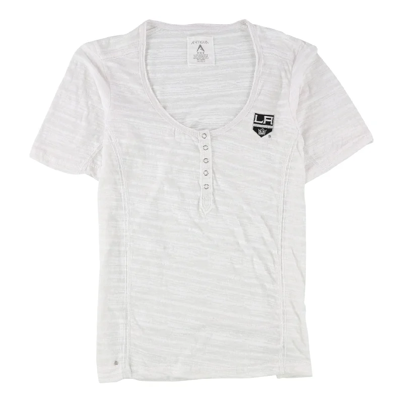 Antigua Womens Intent Burnout Henley Shirt, White, Medium Minimalist Women's Casual