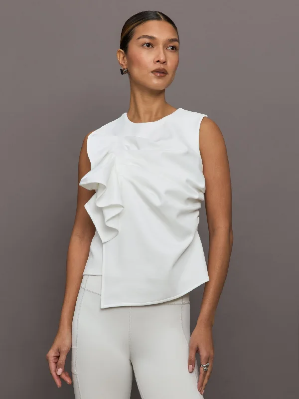 Atlas Bow Scuba Top - White Unique Women's Upcycled