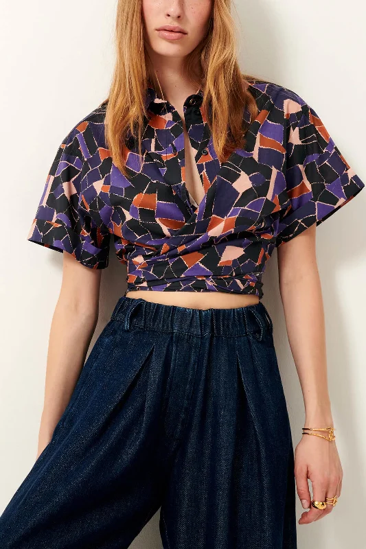 Procida Printed Cotton Blouse Geometric