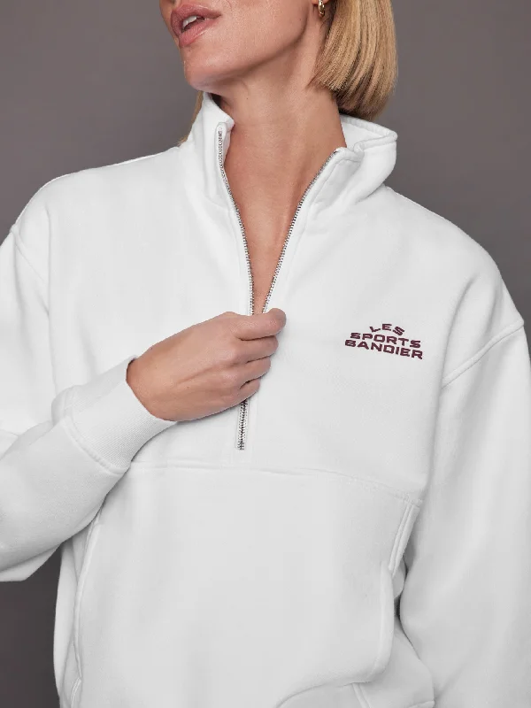 Les Sports Bandier 1/2 Zip Sweatshirt - White/Cordovan Street