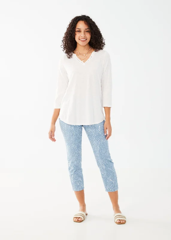 3/4 Sleeve Split Neck Top Confident Women's Power
