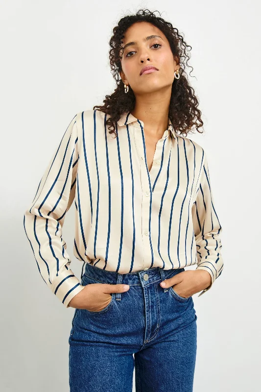 Maria Striped Satin Shirt British Gentlewoman Style