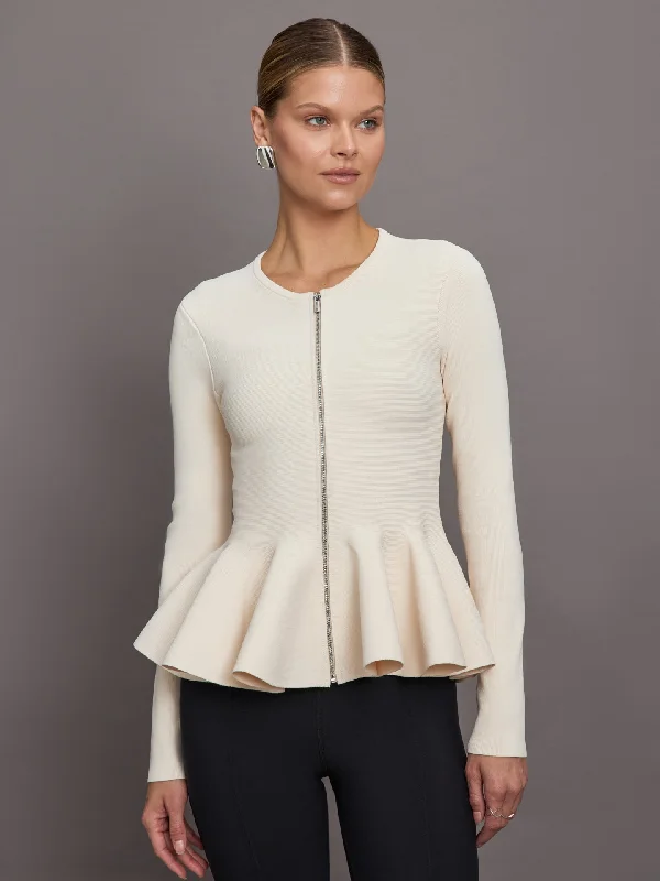 Peplum Zip Up - Cream Vintage Women's 1970S 