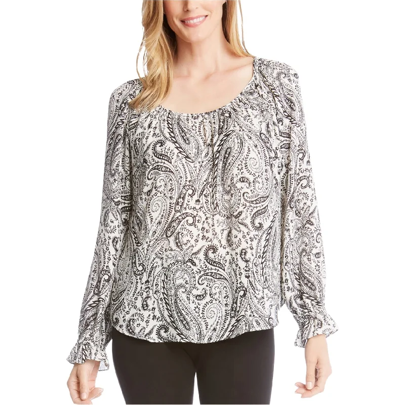 Karen Kane Womens Paisley Pullover Blouse, Black, Large Gym